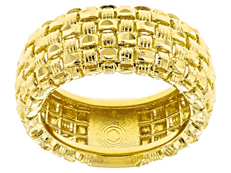 Pre-Owned Moda Al Massimo® 18k Yellow Gold Over Bronze Basketweave Ring