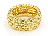 Pre-Owned Moda Al Massimo® 18k Yellow Gold Over Bronze Basketweave Ring