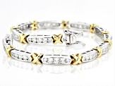 Pre-Owned White Cubic Zirconia Platinum And 18k Yellow Gold Over Sterling Silver Tennis Bracelet 5.4