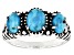 Pre-Owned Blue Turquoise Three-Stone Oxidized Sterling Silver Ring