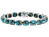 Pre-Owned Blue Mohave Turquoise Rhodium Over Sterling Silver Bracelet