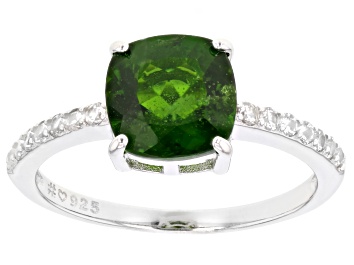 Picture of Pre-Owned Green Chrome Diopside Rhodium Over Sterling Silver Ring 2.25ctw