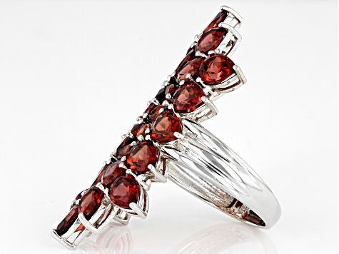 Pre-Owned Red Garnet Rhodium Over Sterling Silver Cluster Ring 9.54ctw