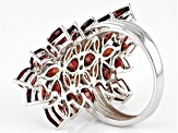 Pre-Owned Red Garnet Rhodium Over Sterling Silver Cluster Ring 9.54ctw