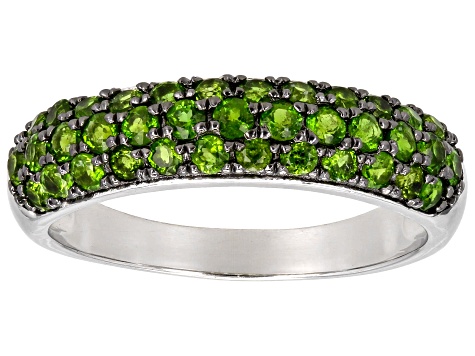 Pre-Owned Green Chrome Diopside Rhodium Over Sterling Silver Ring 1.18ctw