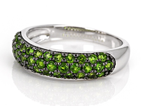 Pre-Owned Green Chrome Diopside Rhodium Over Sterling Silver Ring 1.18ctw