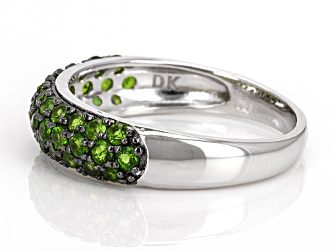 Pre-Owned Green Chrome Diopside Rhodium Over Sterling Silver Ring 1.18ctw