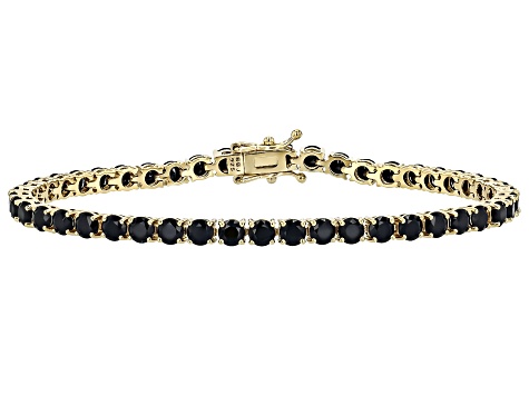 Pre-Owned Black Spinel 18k Yellow Gold Over Sterling Silver Bracelet 12.07ctw