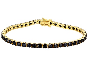 Pre-Owned Black Spinel 18k Yellow Gold Over Sterling Silver Bracelet 12.07ctw