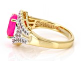 Pre-Owned Pink Ethiopian Opal With White Zircon 18k Yellow Gold Over Sterling Silver Ring 1.36ctw