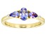 Pre-Owned Tanzanite With White Diamond 18k Yellow Gold Over Sterling Silver Ring 0.75ctw