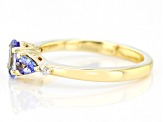 Pre-Owned Tanzanite With White Diamond 18k Yellow Gold Over Sterling Silver Ring 0.75ctw