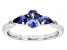 Pre-Owned Blue Tanzanite With White Diamond Rhodium Over Sterling Silver Ring 0.75ctw