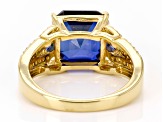 Pre-Owned Lab Blue Sapphire 18k Yellow Gold Over Sterling Silver Ring 5.43ctw