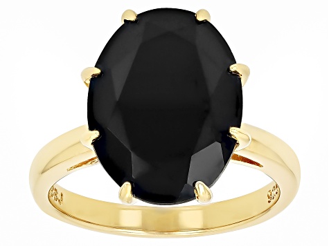 Pre-Owned Black Spinel 18k Yellow Gold over Sterling Silver Ring 8.50ct