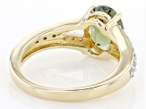 Pre-Owned Moldavite With White Zircon 18k Yellow Gold Over Sterling Silver Ring 1.62ctw