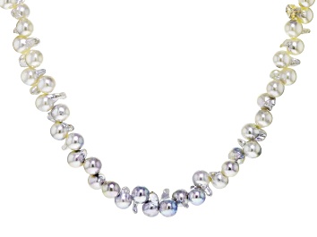 Picture of Pre-Owned White and Platinum Cultured Japanese Akoya Pearl Necklace