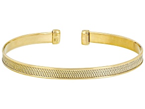 Pre-Owned 18K Yellow Gold Over Sterling Silver 5.5mm Herringbone Cuff Bangle