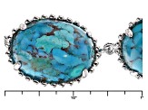 Pre-Owned Blue Turquoise Rhodium Over Silver Necklace