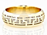 Pre-Owned 10k Yellow Gold & Rhodium Over 10k Yellow Gold Bridge Design Diamond-Cut Greek Key Pattern