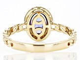 Pre-Owned Blue Tanzanite With White Diamond 14k Yellow Gold Ring 1.21ctw