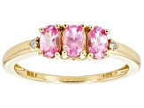 Pre-Owned Pink Spinel With White Diamond 10k Yellow Gold Ring 0.68ctw