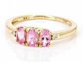 Pre-Owned Pink Spinel With White Diamond 10k Yellow Gold Ring 0.68ctw