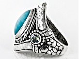 Pre-Owned Blue Amazonite & Bali Crush™ Topaz Silver Ring .60ctw