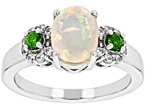 Pre-Owned Multicolor Ethiopian Opal Rhodium Over Silver Ring 1.23ctw