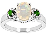 Pre-Owned Multicolor Ethiopian Opal Rhodium Over Silver Ring 1.23ctw