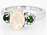 Pre-Owned Multicolor Ethiopian Opal Rhodium Over Silver Ring 1.23ctw