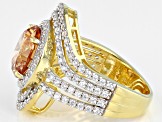 Pre-Owned Champagne and White Cubic Zirconia 18k Yellow Gold Over Sterling Silver Ring (4.75ctw DEW)