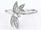 Pre-Owned White Diamond Rhodium Over Sterling Silver Dragonfly Ring 0.20ctw