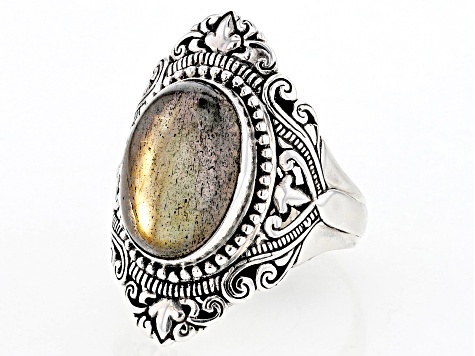 Pre-Owned Labradorite Sterling Silver Solitaire Ring