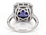 Pre-Owned Blue And White Cubic Zirconia Platinum Over Sterling Silver Ring 10.81ctw