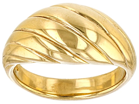 Pre-Owned 18k Yellow Gold Over Sterling Silver Wave Design Ring