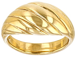 Pre-Owned 18k Yellow Gold Over Sterling Silver Wave Design Ring