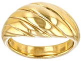 Pre-Owned 18k Yellow Gold Over Sterling Silver Wave Design Ring