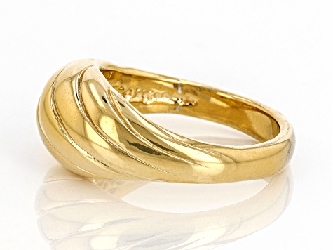 Pre-Owned 18k Yellow Gold Over Sterling Silver Wave Design Ring