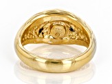 Pre-Owned 18k Yellow Gold Over Sterling Silver Wave Design Ring