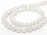 Pre-Owned White Cultured Freshwater Pearl Rhodium Over Sterling Silver Necklace Bracelet Earrings Se