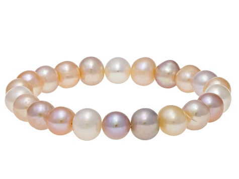 Pre-Owned Multi-Color Cultured Freshwater Pearl Rhodium Over Sterling Necklace Bracelet Earrings Set