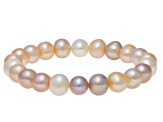 Pre-Owned Multi-Color Cultured Freshwater Pearl Rhodium Over Sterling Necklace Bracelet Earrings Set