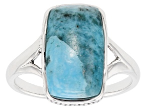 Pre-Owned Blue Turquoise Sterling Silver Solitaire Ring