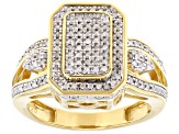 Pre-Owned White Diamond 14k Yellow Gold Over Sterling Silver Cluster Ring 0.33ctw