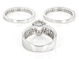 Pre-Owned White Cubic Zirconia Rhodium Over Sterling Silver Ring Set 4.70ctw