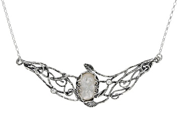 Picture of Pre-Owned White South Sea Mother-of-Pearl & White Topaz Sterling Silver 18 Inch Necklace