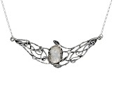 Pre-Owned White South Sea Mother-of-Pearl & White Topaz Sterling Silver 18 Inch Necklace