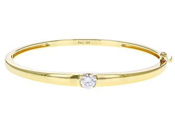 Picture of Pre-Owned Moissanite 14k Yellow Gold Over Silver Bangle Bracelet 1.20ct DEW