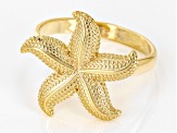 Pre-Owned 18k Yellow Gold Over Sterling Silver Starfish Ring